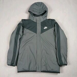 Vintage 90's Nike Reversible Jacket Coat Men's Medium Black Grey Fleece Logo